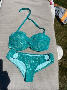 Victoria's Secret Teal Lace Bikini Set